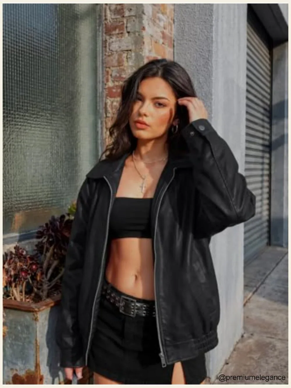 Oversized Faux Leather Moto Bomber Jacket - Vegan Leather, Butter-Soft
